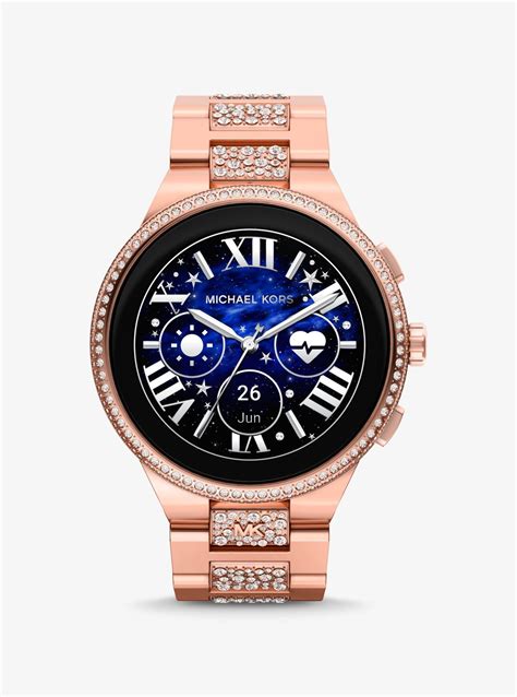 oversized camille pavé rose gold-tone watch|camille pave rose gold tone.